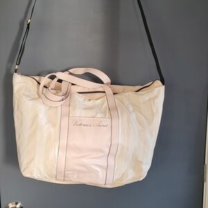 Victoria's Secret X Large Pink and White Tote Weekender Bag